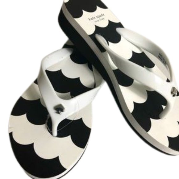 kate spade Shoes - KATE SPADE NWT BLK& White Flip flops SIZE 5